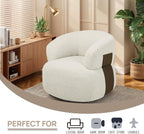 Swivel Barrel Accent Chairs-Modern Round Club Arm Chair Upholstered Living Room Armchair, Single Sofa Seating Bedroom Side Reading Seat for Living Roon Office (Beige,1 Pack)