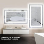 44 x 30 Inch LED Bathroom Mirror, Front Light and Backlit Lighted Vanity Mirror, Anti-Fog, Dimmable Memory, Shatterproof, Wall-Mounted