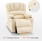 MCombo Power Lift Recliner Chair for Elderly, Lift Chair with Heat and Massage, USB &Type C Ports, Cup Holders, Faux Leather 7095 (Medium, Cream White)