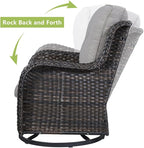 HUMMUH Outdoor Swivel Rocker Wicker Patio Chairs High Back PE Rattan Glider Chairs 4PCS Patio Furniture Set(Brown,Grey)