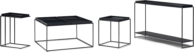 SIMPLIHOME Garner 47 inch Wide Industrial Tray Top Console Table in Black for the Living room Entryway and Bedroom