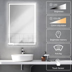 Awoco 48''x32'' LED Bathroom Mirror with Light, Lighted Vanity Mirror with Backlit and Front Light, Dimmable Anti-Fog Memory Function Lighted Mirror with 3 Colors for Bathroom Wall