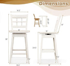 COSTWAY Swivel Bar Stools Set of 4, 24.5 Inch Counter Height Bar Chairs w/Hollow Backrest & Contoured Seat, Wooden Barstools w/Footrest for Kitchen Island, Pub, Bistro, Cafe (4, White)