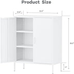 Bathroom Floor Storage Cabinet,40H Small White Cabinets for Storage with Doors,2 Door Metal Towel Freestanding Cabinet for Small Spaces,Two Door Hallway Short Cabinets,Shallow Low Cupboard