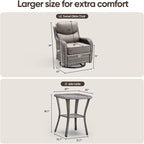 Swivel Patio Chairs Set of 3 with 6" Thick Cushion - Wicker Outdoor Swivel Rocker Patio Chairs with Side Table, High Back Comfortable Outdoor Glider - Grey Wicker | Grey Cushions