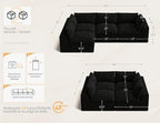 120" Cloud Sectional Couch | Oversize Boneless Couches for Living Room | 4 Seater Modern L-Shape Sofa | Black