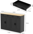Black Sideboard Buffet with 4 Doors & 2 Drawers, Accent Coffee Bar, Kitchen Cabinet for Living Room, Kitchen or Hallway