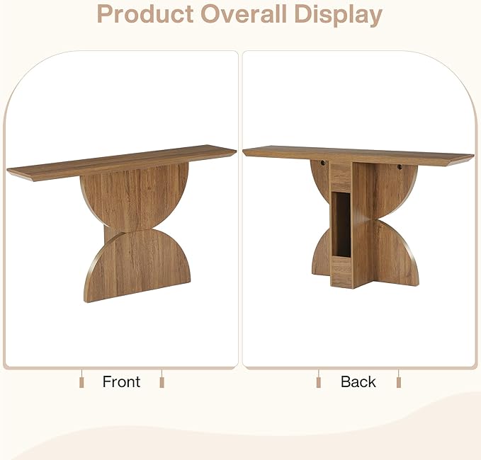 Tribesigns 63-Inch Console Table for Entryway, Narrow Entryway Table with Unique Sturdy Base, Farmhouse Furniture Behind The Couch for Living Room, Hallway, Entrance, Foyer (Natural)
