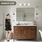 ANDY STAR Wall Mirror for Bathroom, 30x40 Inch Brushed Nickel Rectangle Bathroom Mirror for Over Sink, Modern Silver Rounded Rectangular Mirror for Vanity with Non-Rusting Tube Metal Frame