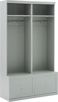 Crosley Furniture Harper 2-Piece Hall Tree Entryway Set with Storage Bench and Coat Rack Hooks for Hanging, Gray