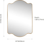 JONATHAN Y MIR205C Louisa 24 in. W x 36 in. H Medium Scalloped Rectangular Metal Framed Wall Mirror, for Bathroom, Living Room, Bedroom, Gold