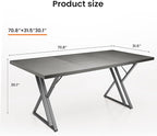 70.9Inch Office Desk, Executive Office Desk，Modern Industrial Style, Z-Shaped Table Legs, Country Black Wood Grain Top, for Home Office, Study, Conference (Ash Black)