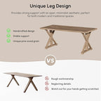 homary 70.9" Rustic Solid Wood Desk, Home Office Desk with Trestle Base, Executive Writing Table for Home Office, Study Room or Dining Space, Natural Finish