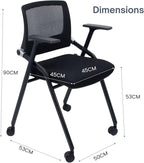 10 Pack Foldable Office Chairs with Wheels, Mesh Back, Arms and Portable - Folding Office Chairs Stackable for Conference Room Chair, Office Guest & Reception & Meeting Chair - (Black) 300 lbs.