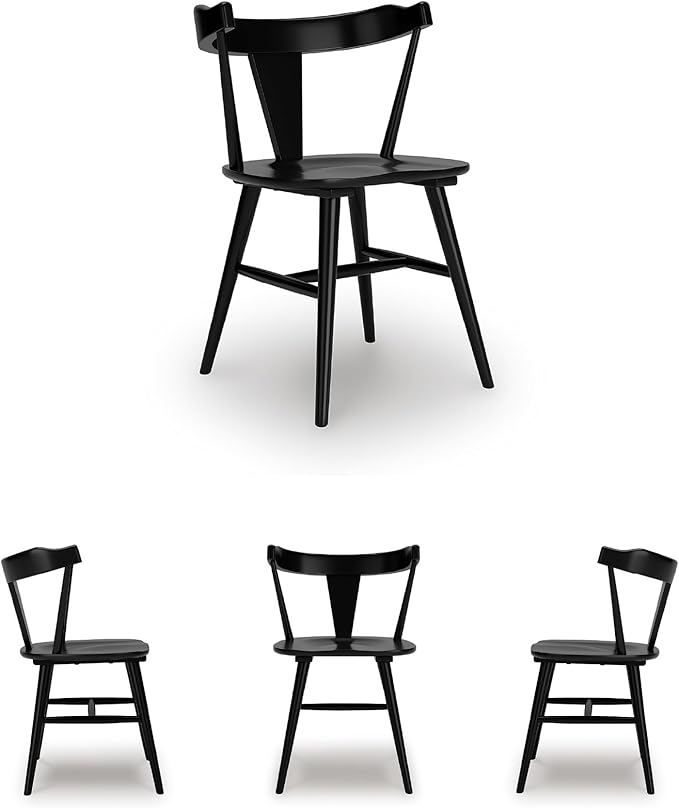 Signature Design by Ashley Gretlynn Casual Solid Wood Armless Dining Chair, Set of 2, Black