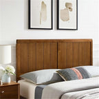 Pemberly Row Full Modern Rubberwood and MDF Headboard in Walnut