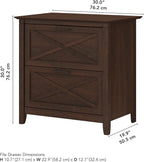 Bush Furniture Key West 2 Drawer Lateral File Cabinet in Bing Cherry, Document Storage for Home Office, Accent Chest with Drawers