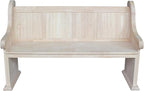 IC International Concepts, Sanctuary Bench, Solid Real Wood, Sturdy Parawood, Entryway/Dining/Living, Spacious Dimensions 58" W x 17.7" D x 18" H, 450 LBS Capacity, Paint/Stain Ready, Unfinished