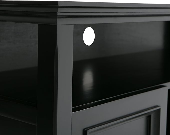 SIMPLIHOME Amherst Solid Wood Universal TV Media Stand, 54 Inch Wide, Transitional, Living Room Entertainment Center, Storage Cabinet and Shelves, for Flat Screen TVs up to 60 Inches in Black