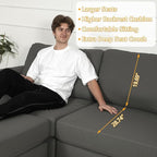 EASE MOOSE 3 Seater Deep Seat Sectional Sofa, Scratch Resistant Faux Leather Material, Oversized Modular Couch for Living Room,Modern Comfy Sofas for Small Spaces,Grey
