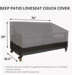 Easy-Going Waterproof Outdoor Loveseat Cover, Heavy Duty 2-Seater Patio Couch Cover, Windproof Outdoor Furniture Cover with Air Vent (76Wx32.5Dx33H inch, Gray/Black)