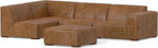 SIMPLIHOME Rex Left Corner Sectional Modular Sofa and Ottoman Set in Full-Grain Genuine Leather, Sienna, 116-inch-wide L-Shaped Leather Sofa and Matching 34-inch-Wide Table Ottoman for Living Room