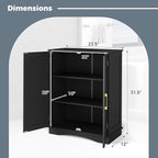 Tangkula Bathroom Floor Storage Cabinet, 31.5" H Freestanding Pantry Cabinet with 2 Doors and Adjustable Shelves, Kitchen Cupboard for Living Room, Dining Room, Bathroom (Black, 31.5" H)