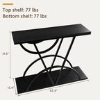 43" Console Table, Industrial Entryway Table with Storage Shelf, Narrow Wood Sofa Table with Metal Frame for Living Room, Hallway, Foyer, Entrance, Black