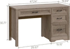 Vabches Farmhouse Executive Desk with Storage and Ample File Drawer, Rustic Large Home Writing Desk for Bedroom, Grey