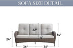 HUMMUH Outdoor Patio Couch-Outdoor Rattan Couch with Thick Cushions Outdoor Sofa for Deck Lawn Porch Balcony Poolside-Brown/Beige