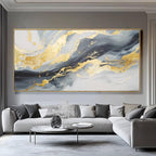 SDYA Large Abstract Canvas Wall Art Gold Decoration Blue Painting for Living Room Bedroom Kitchen Home Office 29x58 Inch