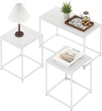 Furinno CAMNUS Coffee Table, Metal Frame Modern Coffee Table and Side Tables Set, Toolless Side Table Sets, for Living Room, Bedroom, Home Office, Solid White