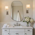 ANDY STAR 24"x40" Asymmetrical Wall Mirror，Brushed Nickel Irregular Bathroom Mirror with Stainless Steel Metal Frame, Wall-Mounted Mirror for Bathroom, Entryway (Horizontal/Vertical)