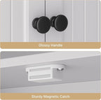 Ahomly Over The Toilet Storage Cabinet with Adjustable Shelves and Five Doors, Over Toilet Bathroom Organizer, Above Toilet Storage Cabinet with Open Shelves for Bathroom, Restroom, Laundry, White