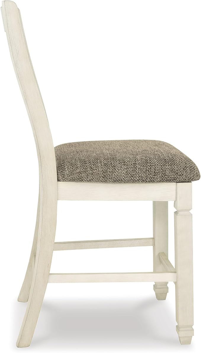 Signature Design by Ashley Bolanburg 24" Counter Height Farmhouse Barstool, 2 Count, Antique White
