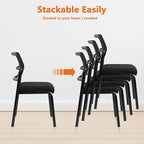 CLATINA Stacking Armless Office Waiting Room Chair with Adjustable Backrest, Mesh Stackable Guest Reception Desk Chairs with Ergonomic Lumbar Support for Home Conference Lobby Side School, Black, 8PK