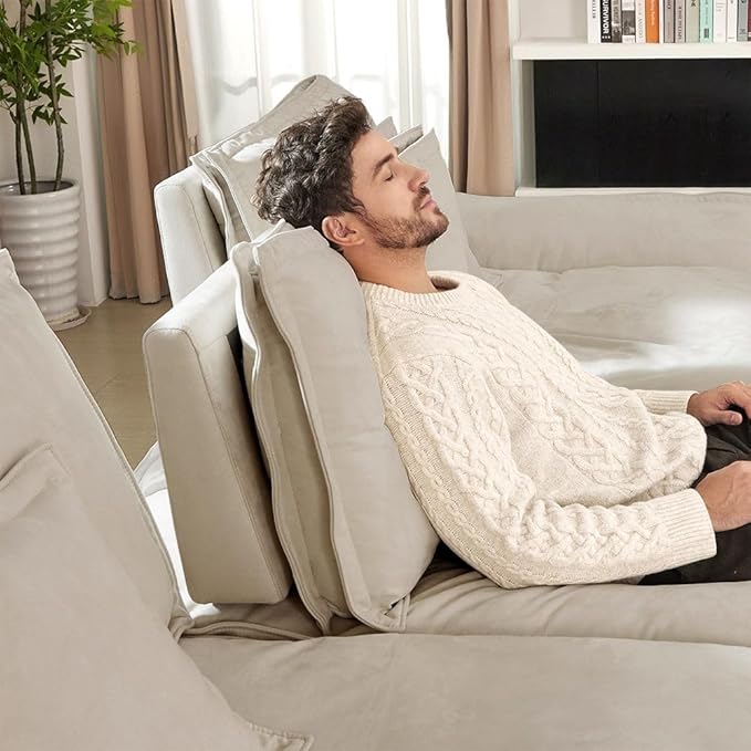 POVISON Oversized Modular Sectional Sailboat Sofa for Living Room with Adjustable Backrest Modern Sectional Couches Loveseat Large Deep Sofa Set 2 Seats Big Comfy Cloud Couch for House Office