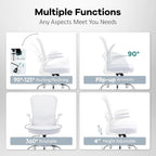 Office Chair,Ergonomic Mesh Desk Chair with Adjustable Lumbar Support,Computer Chair with Flip-up Armrests, Rolling Executive Chairs, Home Office Chair(White)