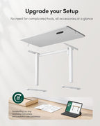 FEZIBO One-Piece Standing Desk Adjustable Height Stand up Home Office Desk, 48x24 Inch Electric Standing Computer Desk, with 4 Memory Presets, Headphone Hook, White