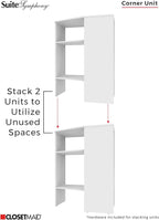 ClosetMaid SuiteSymphony Wood Corner Shelf Unit, 2 Shelves, Adjustable, Stacking, For Storage, Closet, Clothes, Shoes, Décor, Natural Gray