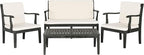 SAFAVIEH Outdoor Collection Fresno Dark Slate Grey and Beige 4Pc Outdoor Living Set