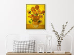 Wieco Art Framed Canvas Wall Art Vase with Fifteen Sunflowers by Van Gogh Classic Oil Paintings Abstract Flowers Canvas Prints for Home Decor Modern Framed Floral Picture Artwork