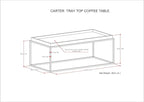 SIMPLIHOME Carter Coffee Table - 47 inch Wide Solid Acacia Wood Industrial Tray Top Cocktail Table in Natural Acacia, Stylish Living Room Table with Fixed Tray Shelf and Metal Base