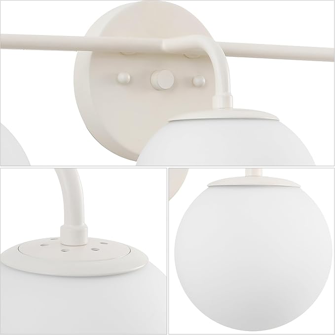 JONATHAN Y JYL3536C Louis Parisian Globe 25" 3-Light Metal/Frosted Glass Modern Contemporary LED Vanity Light Midcentury, Glam, Transitional, Bathroom, Powder Room, Dressing Room, Bedroom, Almond