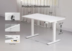 YDN Electric Standing Desk Adjustable Height, 48 x 24 Inches Stand up Desk with Cable Management, Home Office Desks with Splice Board & White Frame, White Top