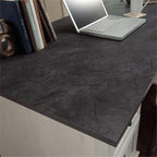 BOWERY HILL Engineered Wood L-Shaped Desk in Glacier Oak/Rosso Slate Accents