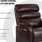 EONIX Wide Lay Flat Power Lift Recliner Chair for Elderly, Oversized Breathable Leather Electric Lift Chairs, 400lbs Heavy Duty Power Recliner with Heat and Massage, SLRY004063, Dark Brown