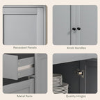 HOMCOM Sideboard Buffet Cabinet with Storage, 55" Modern Kitchen Cabinet with 4 Doors, 2 Drawers and 2 Adjustable Shelves, Coffee Bar Cabinet, Gray