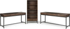 SIMPLIHOME Banting Desk - 60-Inch Wide Solid Hardwood and Metal Writing Desk in Walnut Brown, Modern Industrial Home Office Computer Table for Study with 2 Drawers and Flip-Down Keyboard Tray