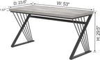 FOLUBAN Modern Desk, Rustic Wood and Metal Computer Desk for Home Office, Simple Study Writing Gaming Table for Bedroom Living Room, Light Grey, 53 Inch